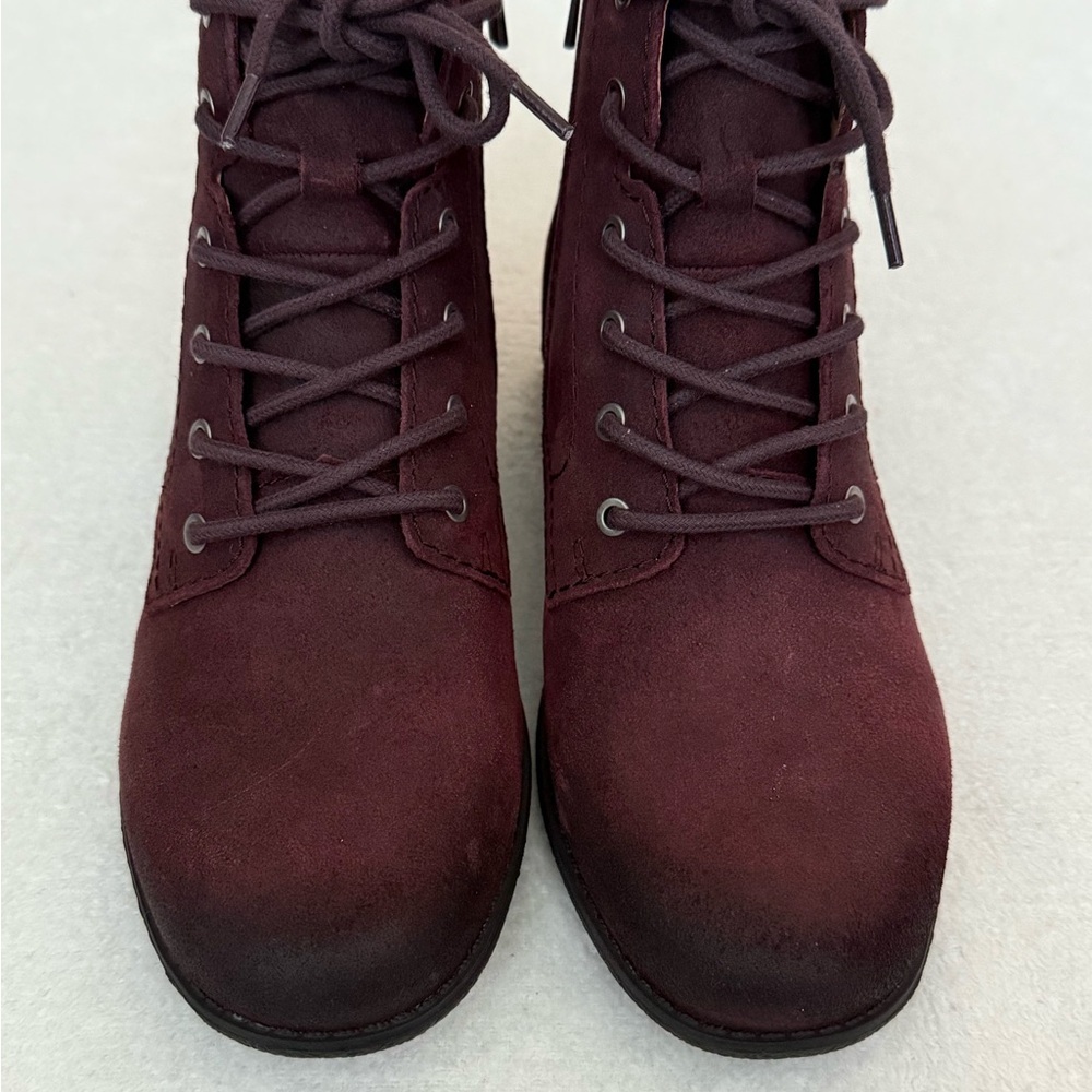 Earth Burgundy Leather Ankle Boots Lace Up Women’s 8.5 Boho Cottagecore NWT - Picture 6 of 10